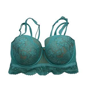 Lane Bryant Cacique Lightly Lined Multi-Way Strapless Crochet Teal Bra 42G Sexy
